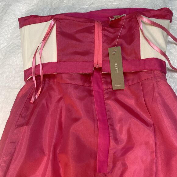 J Crew Mini Dress Size 2 Hot Pink Flamenco Pockets Lined Barbiecore Silk Cotton - Picture 14 of 15